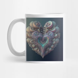 A Fractal Design in A Heart Motif Mug